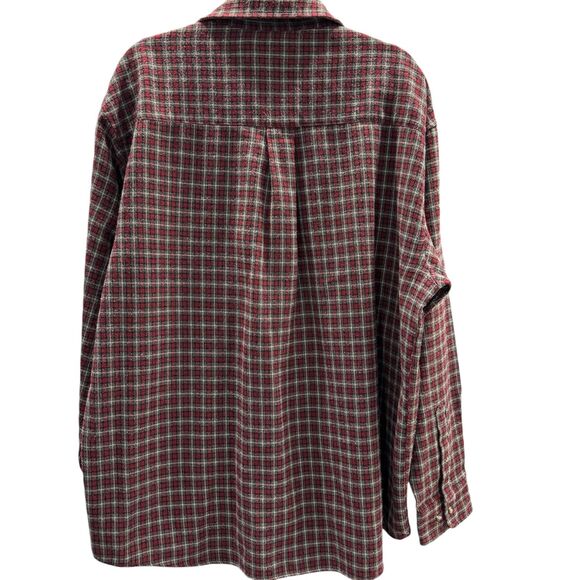Outdoor Exchange XL Flannel Red Grey Black Warm Button Down Shirt Front Pockets - Picture 4 of 6